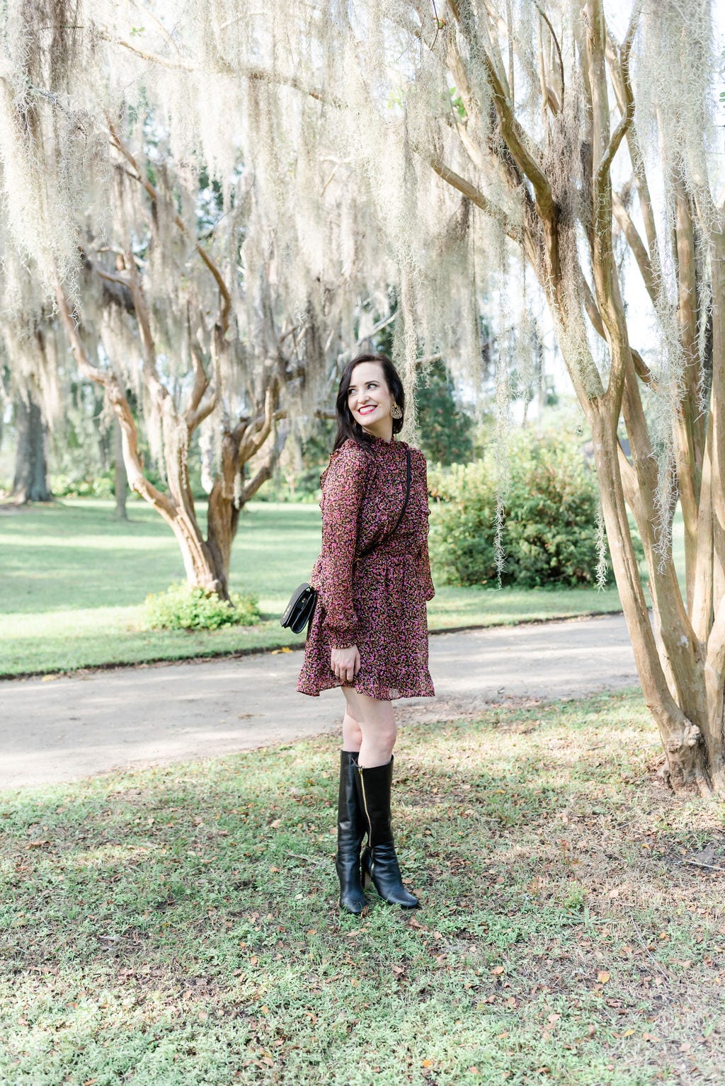 Boots with floral outlet dress